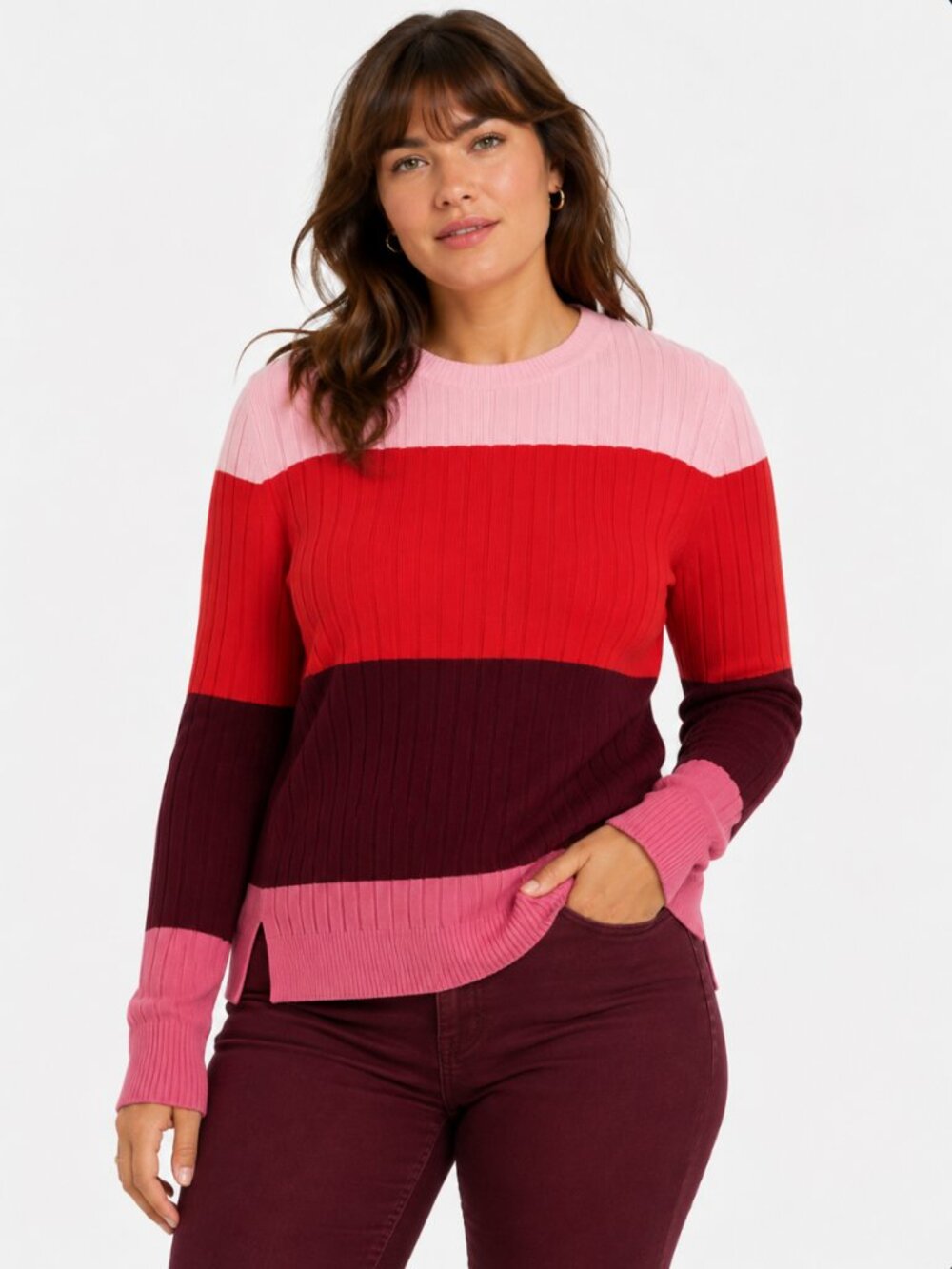 $295 Tome Pink Colorblock Sweater Merino Wool Cotton  US 22 (3x)